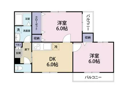 ワイズA(2DK/3階)の間取り写真