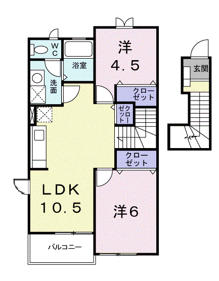 プチレジデンス ディーヴァ D(2LDK/2階)の間取り写真
