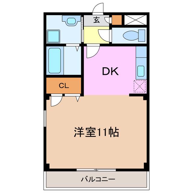 エステート竹の山(1DK/2階)の間取り写真