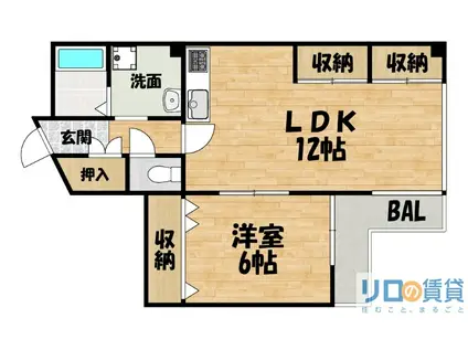 三恵上新庄ハイツ(1LDK/4階)の間取り写真