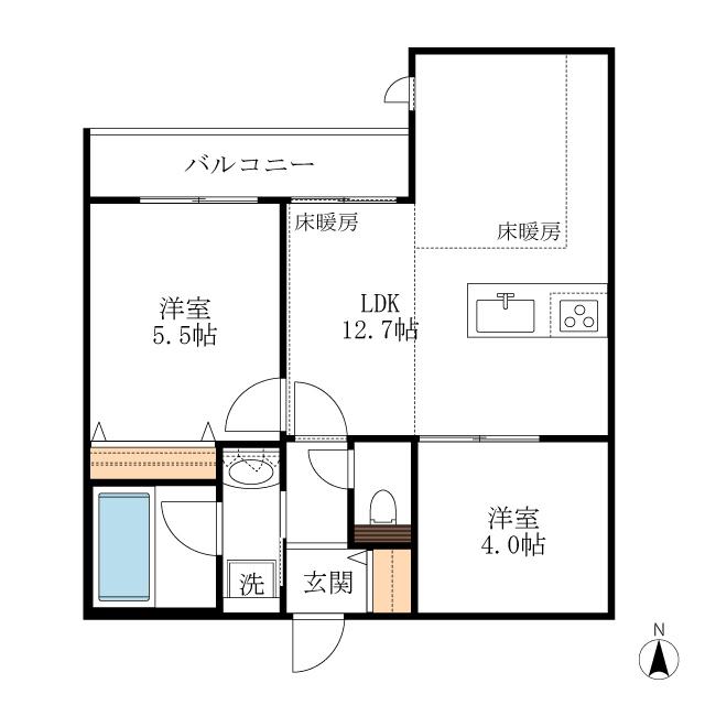 GRAND LUMIERE(2LDK/4階)の間取り写真