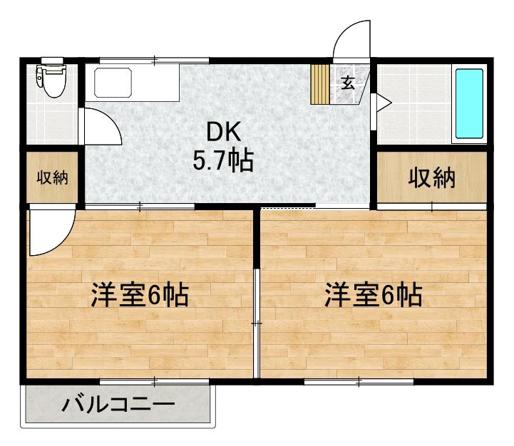 フォーブル柳沢(2DK/2階)の間取り写真