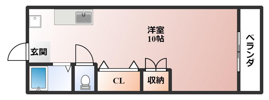 ラポール蛍池(ワンルーム/2階)の間取り写真