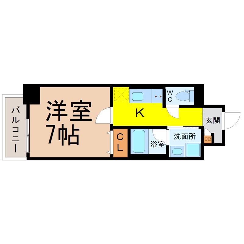 ブリリアコート金山(1K/12階)の間取り写真