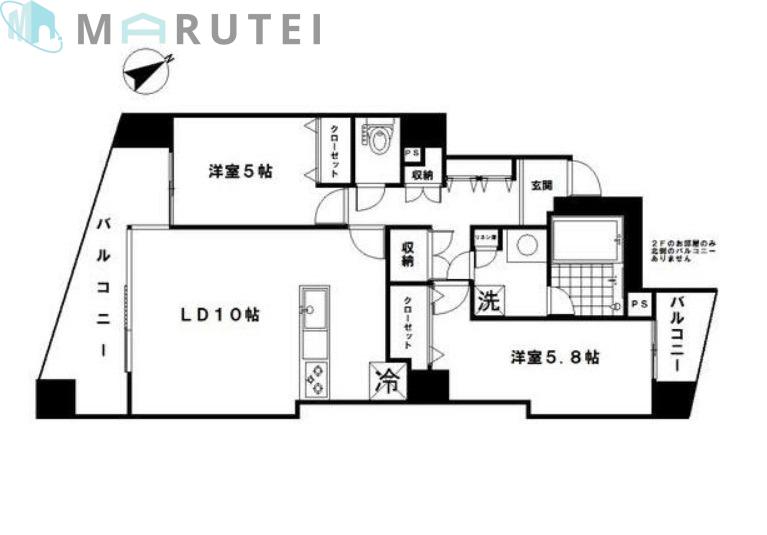 ライフゾーン溝の口2(2LDK/6階)の間取り写真