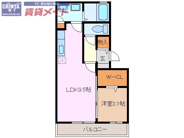 リビングタウンさくらだ(1LDK/1階)の間取り写真