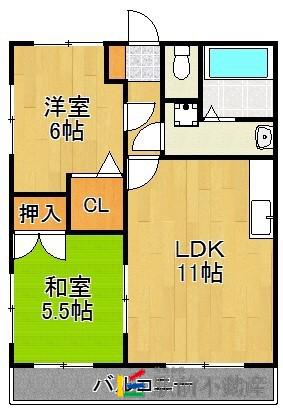 ソレイユ(2LDK/1階)の間取り写真