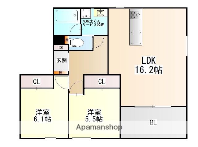フォルモサ高砂(2LDK/4階)の間取り写真