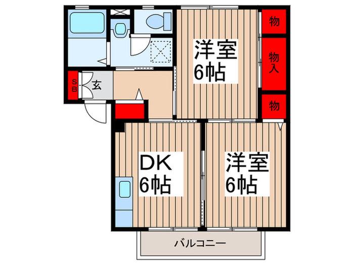 グランモール参番館(2DK/2階)の間取り写真