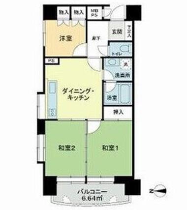 ライオンズマンション晩翠通(3DK/10階)の間取り写真