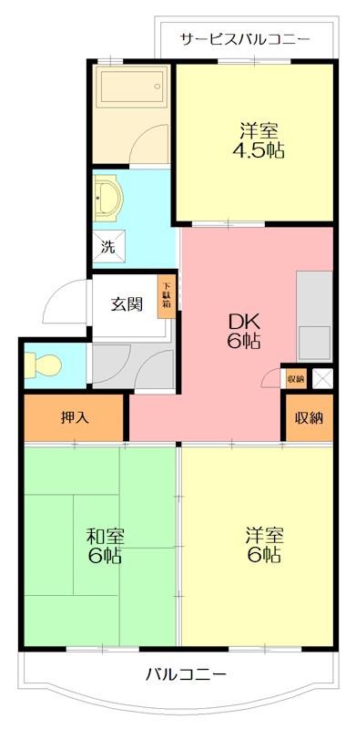 メープル湘南台(2LDK/2階)の間取り写真