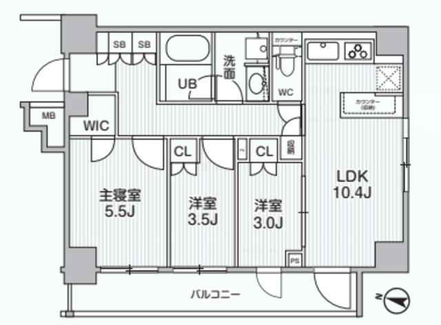 アリビス綾瀬(3LDK/4階)の間取り写真