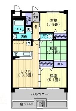 アルテミスガーデン(3LDK/2階)の間取り写真