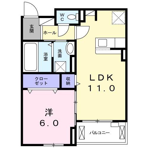 リアン ボヌール 鶴見緑地(1LDK/3階)の間取り写真