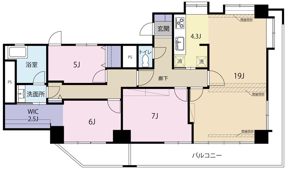 南麻布マンション(3LDK/11階)の間取り写真