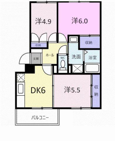 コーポ ラフォーレB(3DK/1階)の間取り写真