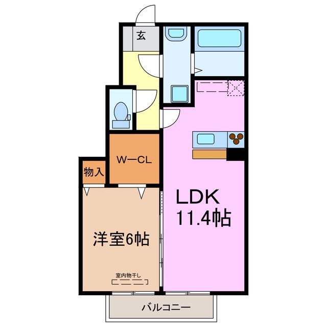 ハイツ春陽 神明(1LDK/1階)の間取り写真