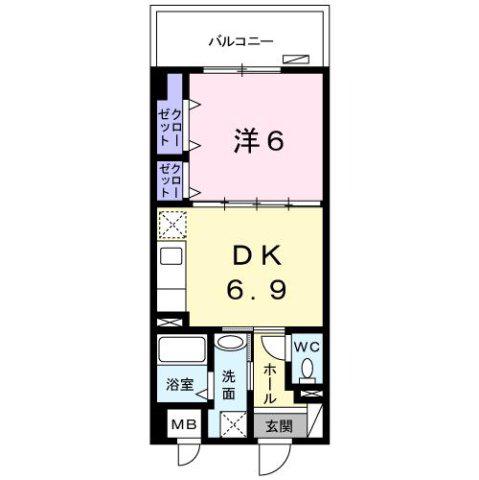 グレイスパグーロ J(1DK/2階)の間取り写真