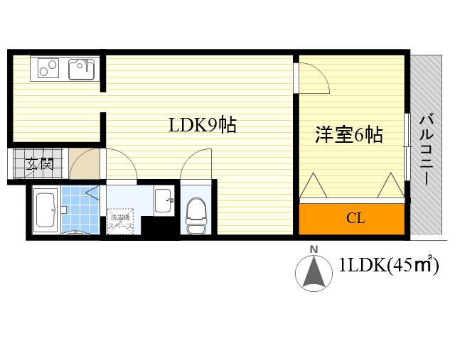 宝コーポ(1LDK/4階)の間取り写真