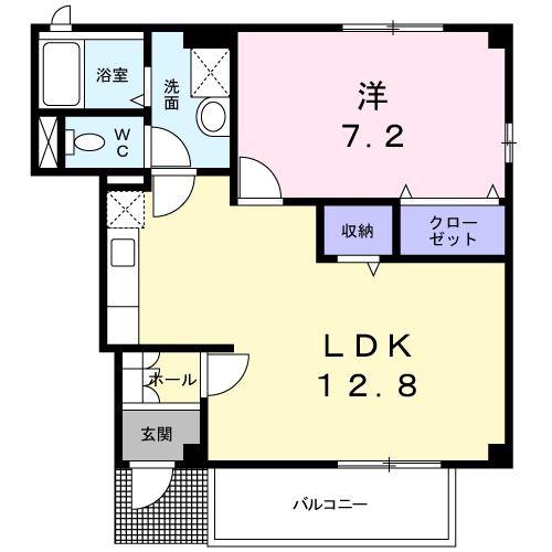 ドエル石ナ曽根(1LDK/1階)の間取り写真