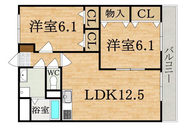 GRAN KUZUMIII(2LDK/2階)の間取り写真