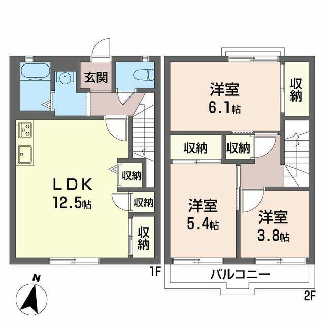 テラスコーポ ノハラ B(3LDK/1階)の間取り写真