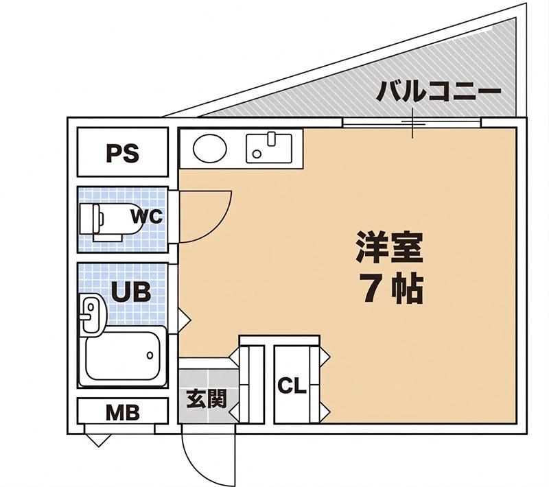 シャンテー津田(ワンルーム/3階)の間取り写真