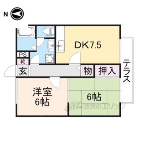 ビヨンドエミネンスA棟(2DK/1階)の間取り写真