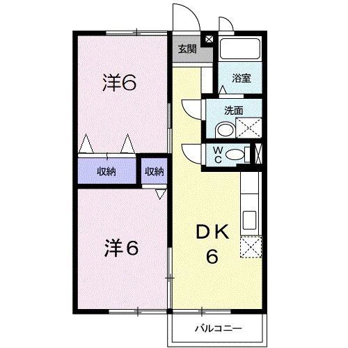 神武原坂一号館(2DK/2階)の間取り写真