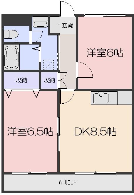 ライツェントプラッツ(2DK/1階)の間取り写真