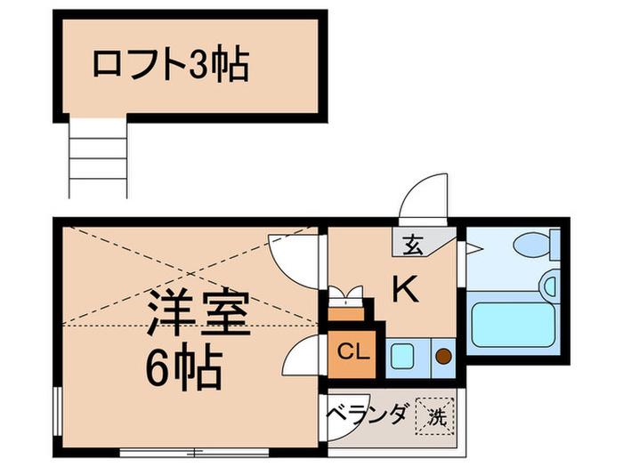 ローズパレス小竹(1K/2階)の間取り写真