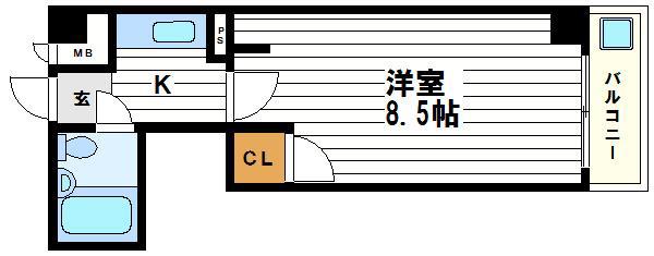 シティーアーク上町台(1K/5階)の間取り写真