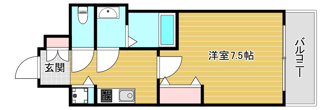 ジアコスモ大阪ベイシティ(1K/4階)の間取り写真