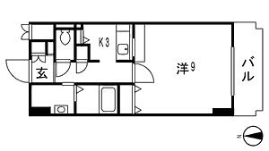エトール10(1K/4階)の間取り写真