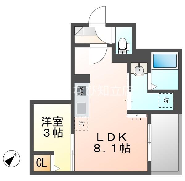 JACK MIKAWAANJOHIGASHII(1LDK/1階)の間取り写真