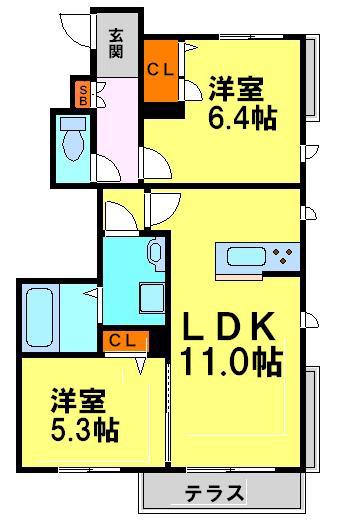 パストラルハイム(2LDK/1階)の間取り写真