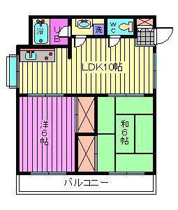 上小ハイツ(2LDK/3階)の間取り写真