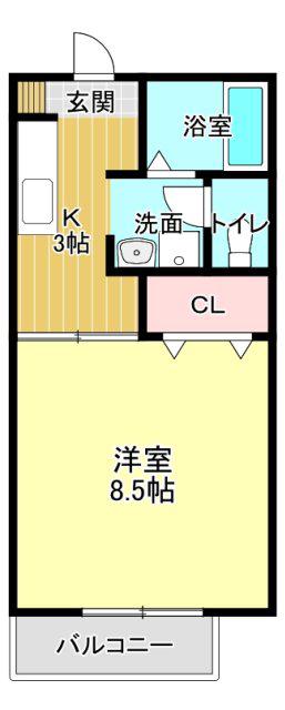 ディアス文丘(1K/1階)の間取り写真