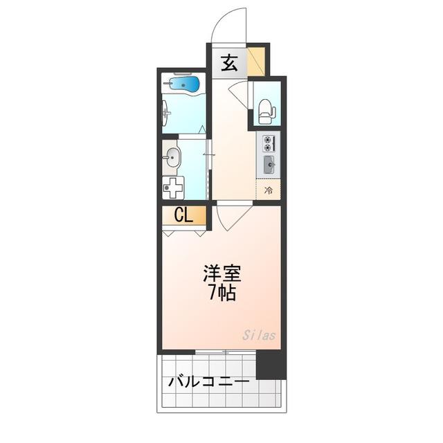 ベラジオ雅び京都西院II(1K/6階)の間取り写真