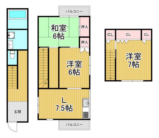 ルミエール松籟荘(2LDK/2階)の間取り写真