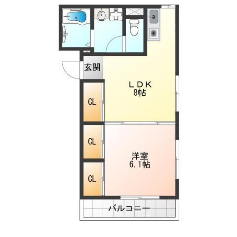 ツインクルヒロ(1LDK/2階)の間取り写真