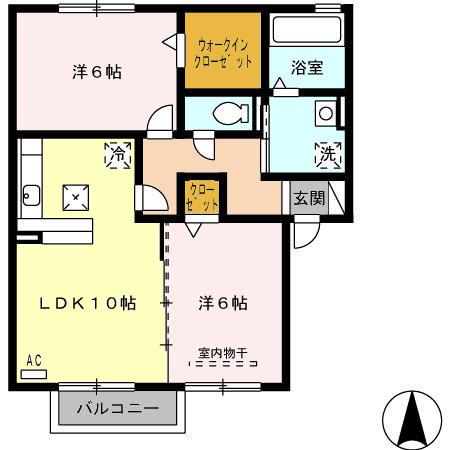 プラムF(2LDK/1階)の間取り写真