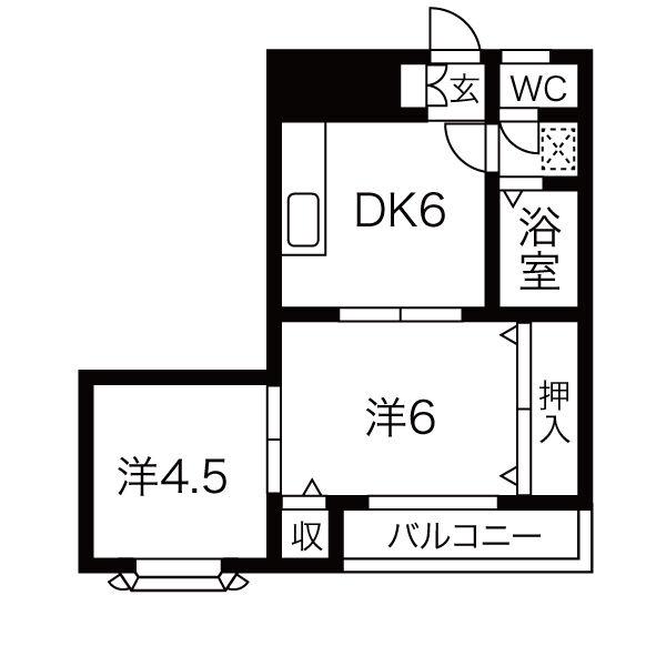 アカデメイアおたまや(2DK/1階)の間取り写真