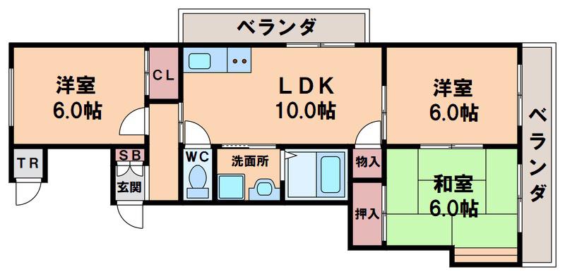 KSCOURT真法院(3LDK/3階)の間取り写真