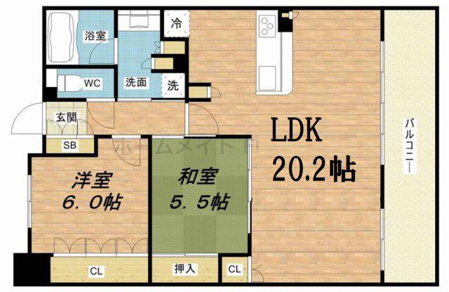 カスタリア上町台(2LDK/8階)の間取り写真