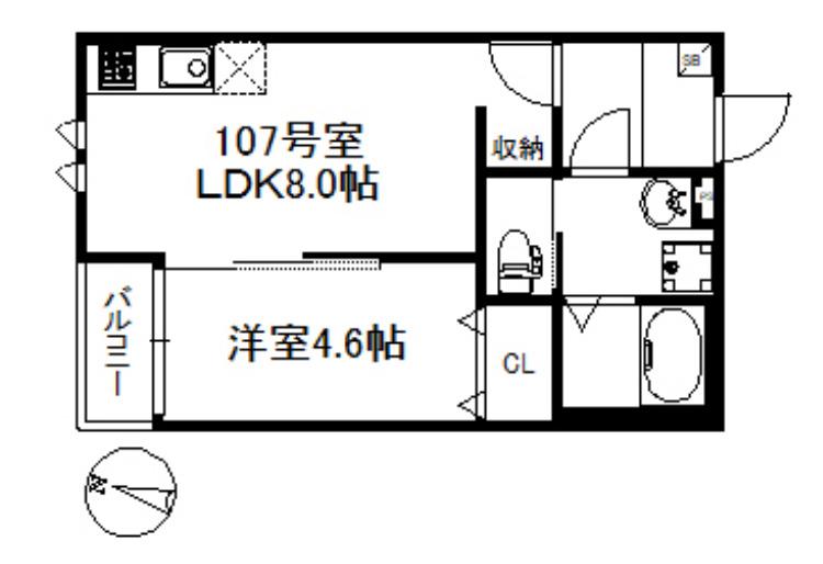 メゾンソレイユ久留米(1LDK/1階)の間取り写真