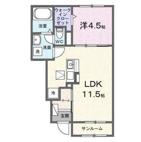 アットイーズ(1LDK/1階)の間取り写真