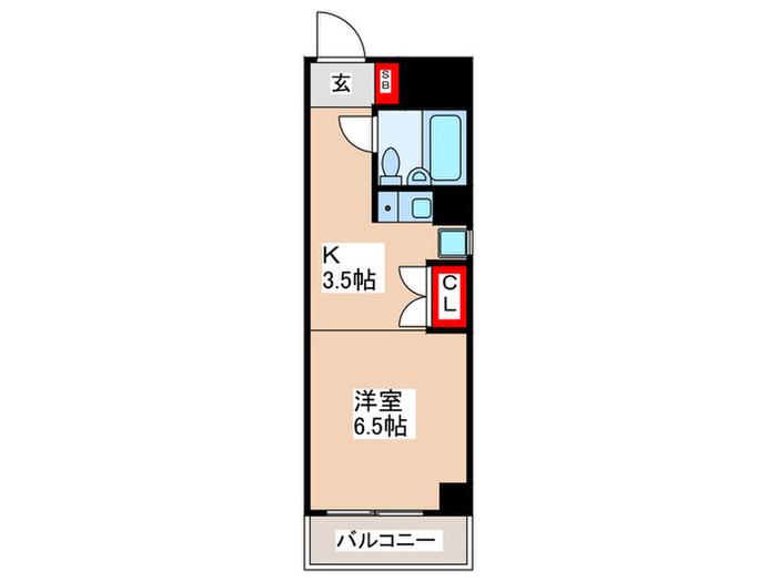 ジュネス絹田(1K/3階)の間取り写真