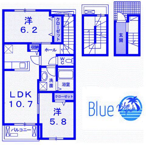 エストレイヤ湘南(2LDK/3階)の間取り写真