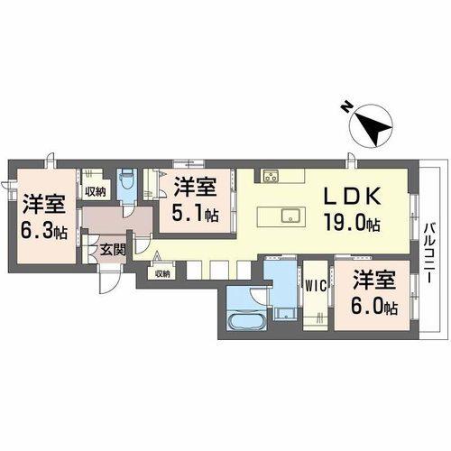 シャーメゾン レスリジェアルカディア(3LDK/2階)の間取り写真